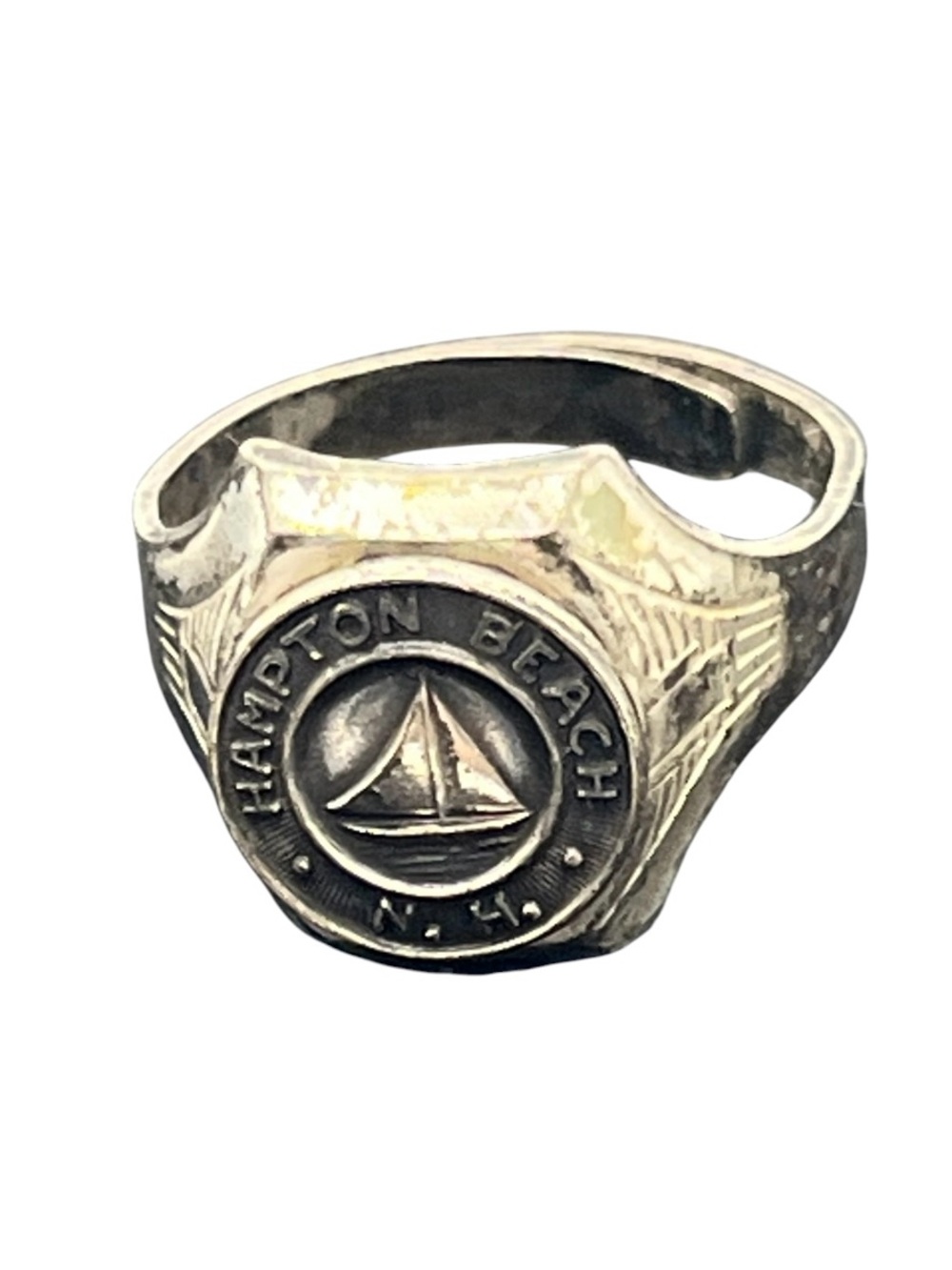 Hampton Beach New Hampshire silver tone adjustable silver tone vintage ring 8.5